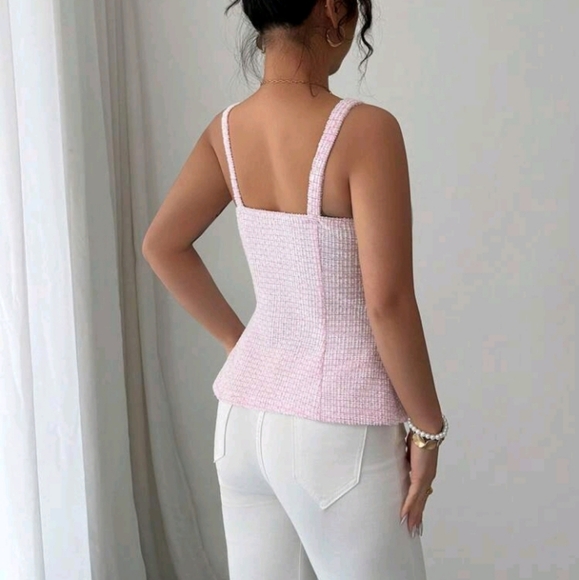 Women's Fitted Elegant Faux Shirt Front Cinched Waist Camisole - Picture 4 of 4